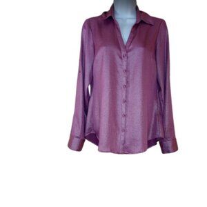 Express Womens Slim Portofino Shirt In Rose Shimmer Metallic S